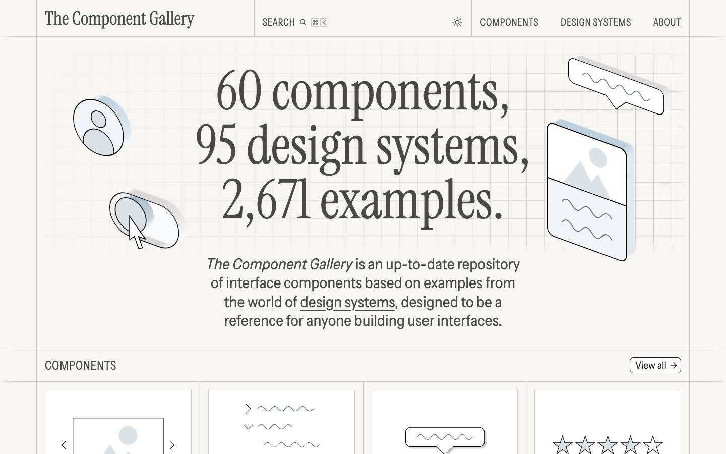 Page d'accueil de Component gallery