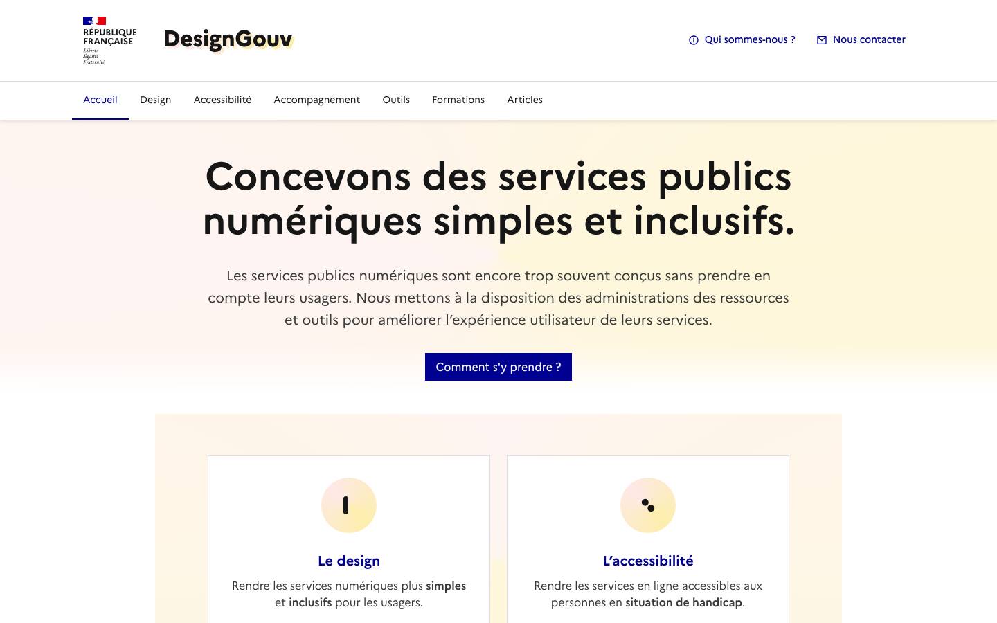 Page d'accueil de Design numerique gouv
