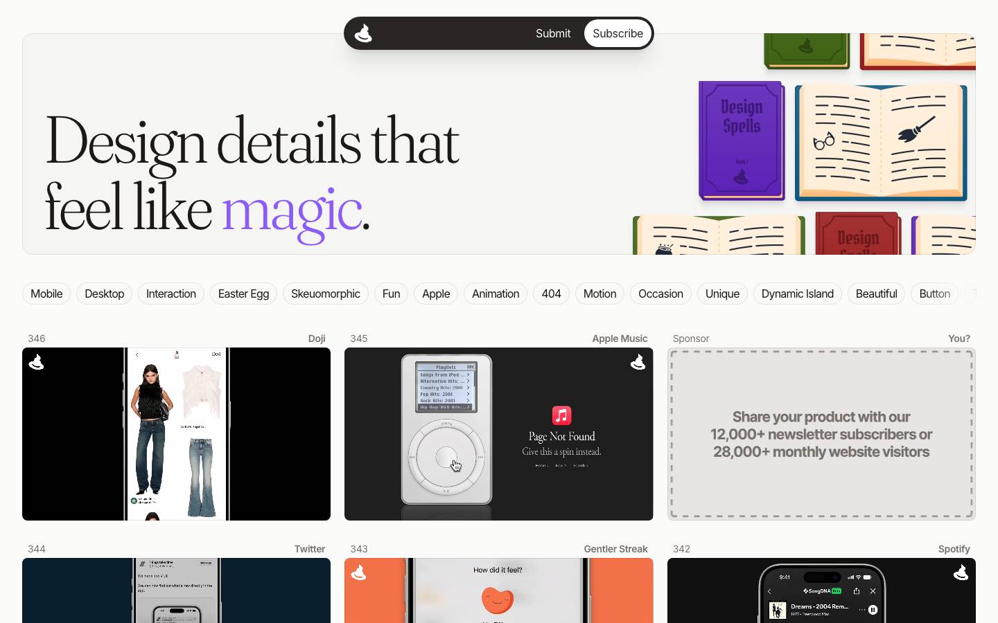 Page d'accueil de Design Spell